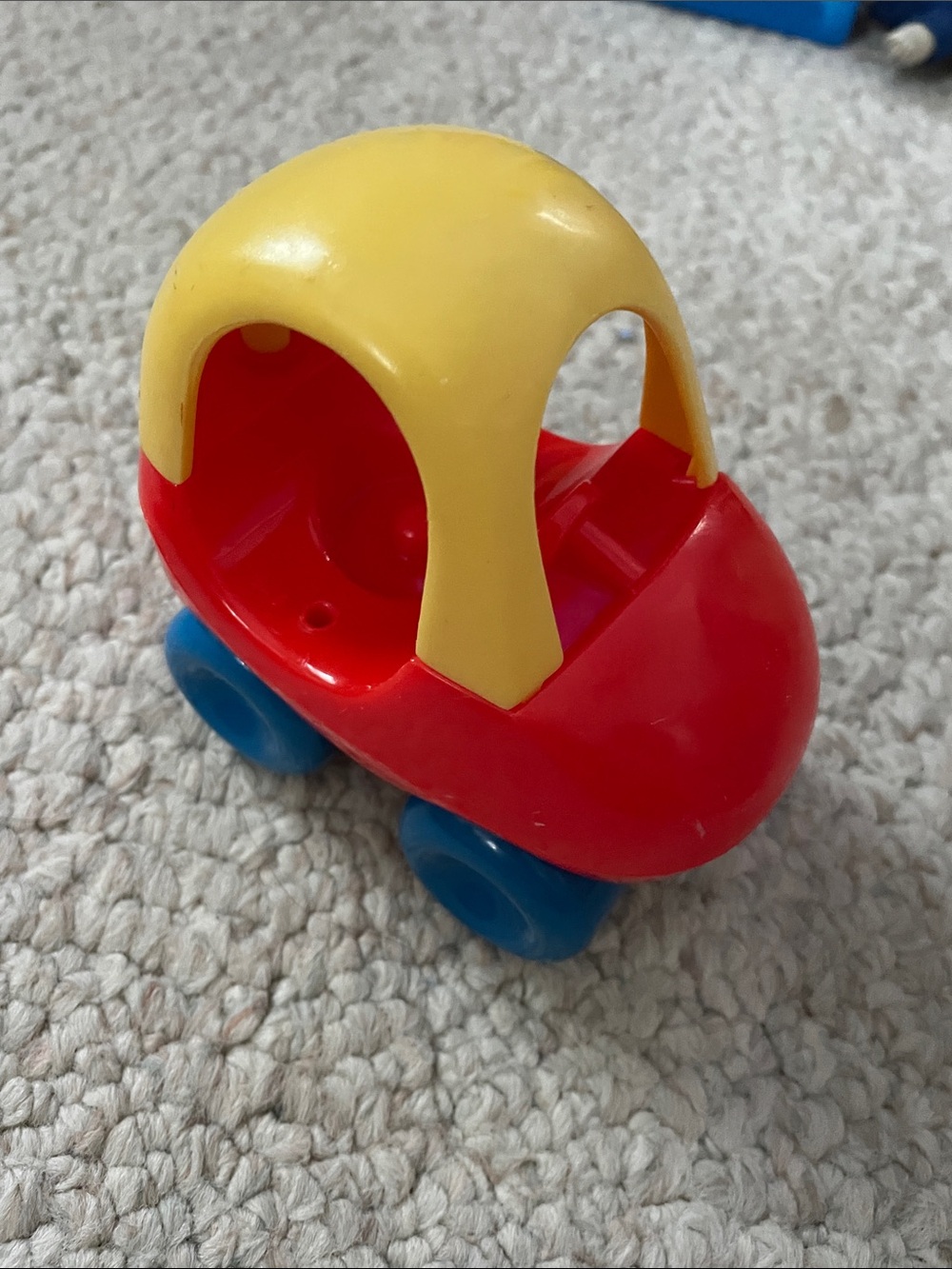 Vintage Little tikes Red and Yellow Toddler Push Car Toy with Blue Wheels